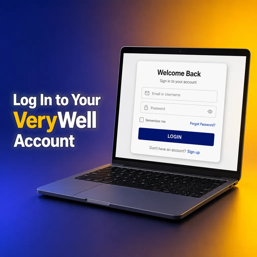 Screenshot showing steps to log in to a VeryWell account using email and password