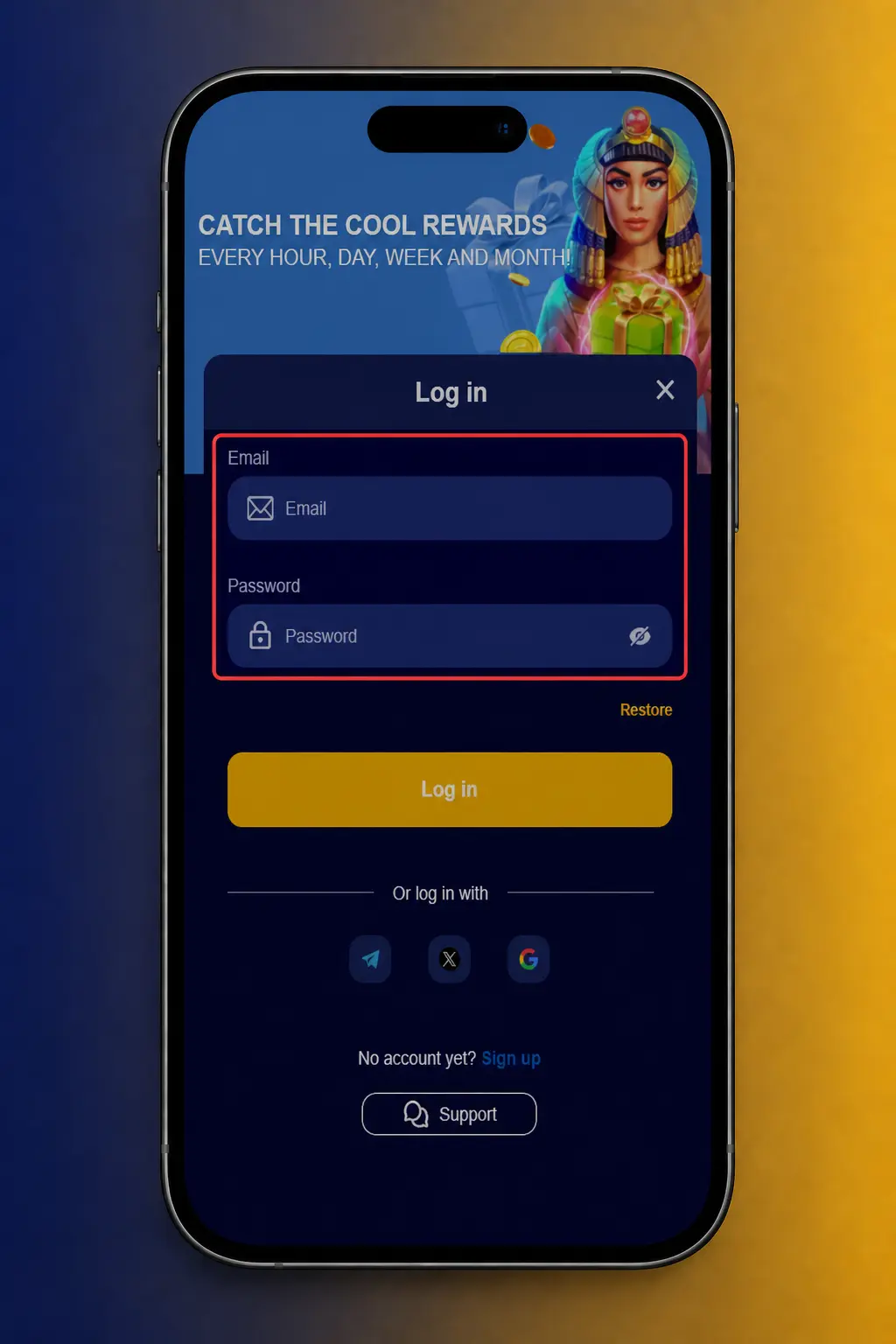 Login screen for VeryWell account showing sign-in fields for credentials or linked social account access.