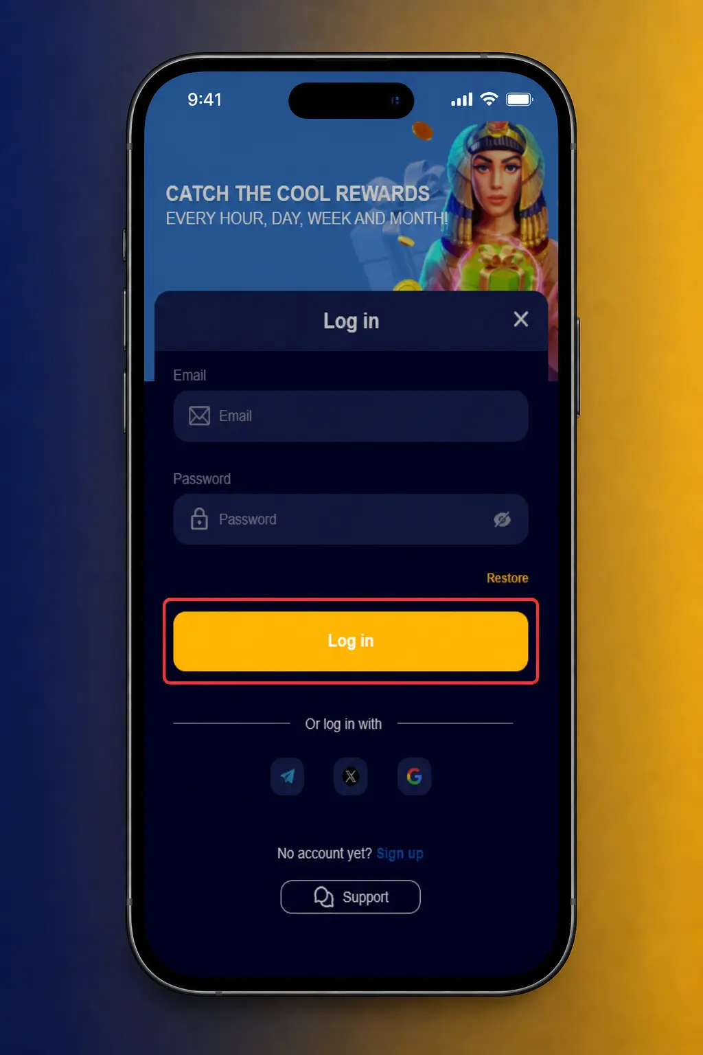 Login screen for VeryWell account showing sign-in fields for credentials or linked social account access.