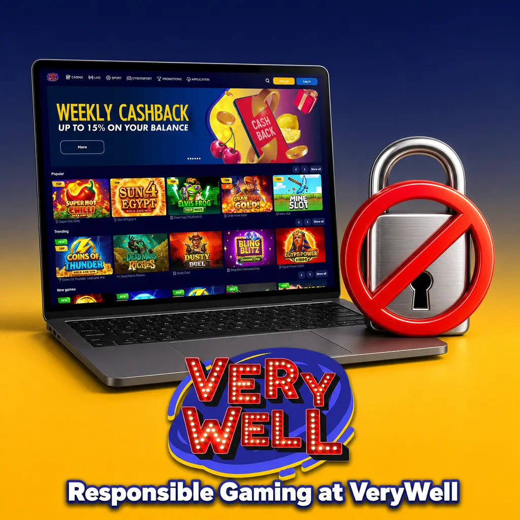 VeryWell account settings showing responsible gaming tools like deposit limits, time-outs and self-exclusion options.