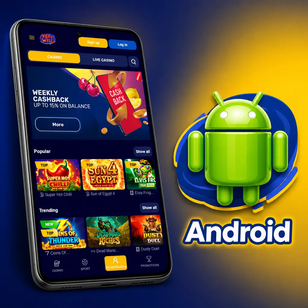 VeryWell Android app download and installation steps on a smartphone running Android 8.0 or above