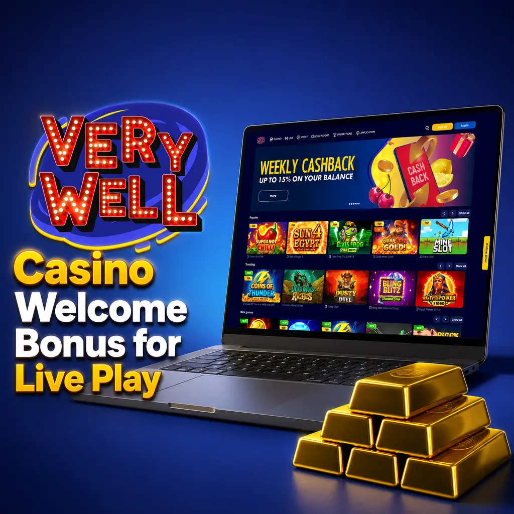 VeryWell Casino welcome bonus: 300 free spins and 400% match up to GBP 2,600 for new UK players