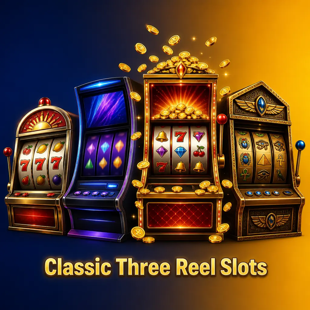 Classic three reel slots at VeryWell featuring fruit symbols, bars and sevens with single paylines and fast, simple gameplay.