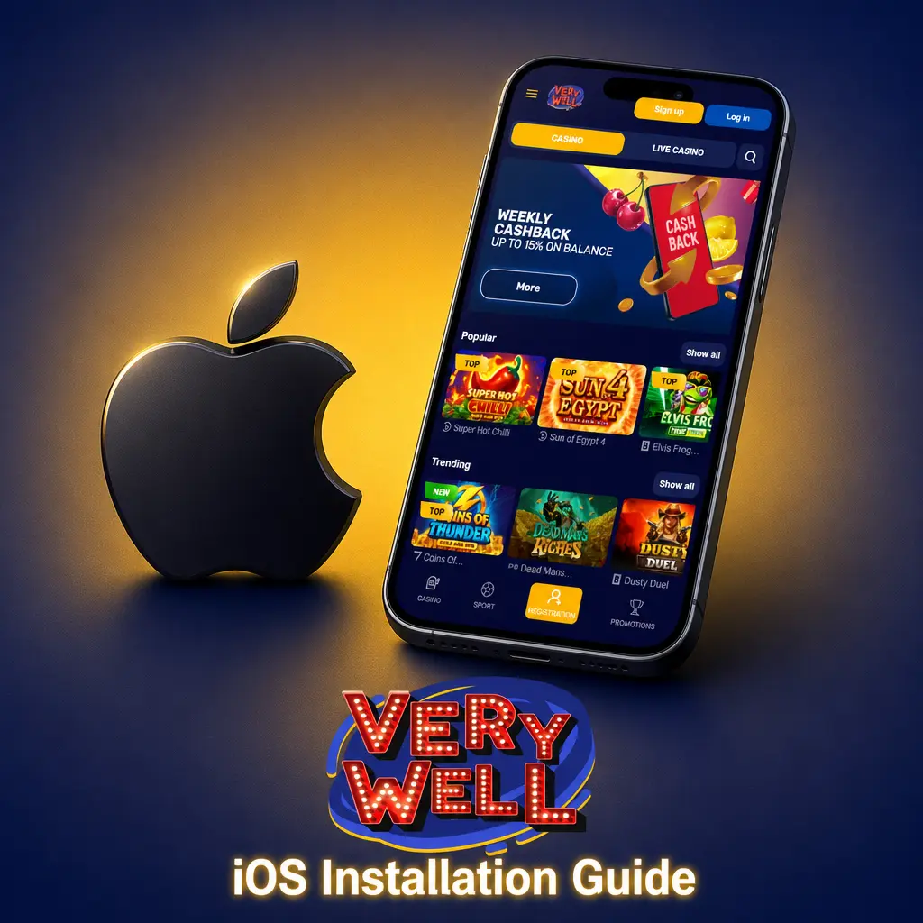 Step-by-step iOS guide: install VeryWell via Safari Share menu, add to Home Screen, verify ID, and bet on esports.