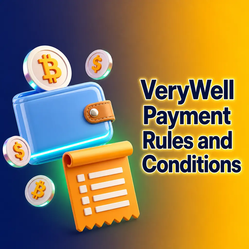 VeryWell payment rules covering ID verification, matching withdrawal method, GBP 5,000 limits, and bonus wagering clearance.